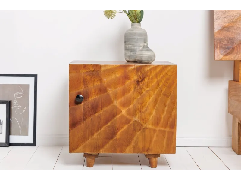 Table de chevet en bois massif sculpté scorpion coloris noir 50cm pas cher