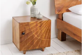 Table de chevet en bois massif sculpté scorpion coloris noir 50cm pas cher