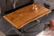 Table basse moderne 110cm coloris naturel et chromé en bois massif pas cher