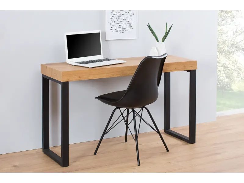 Table d'ordinateur portable Bureau en chêne 120x40 cm coloris naturel et noir