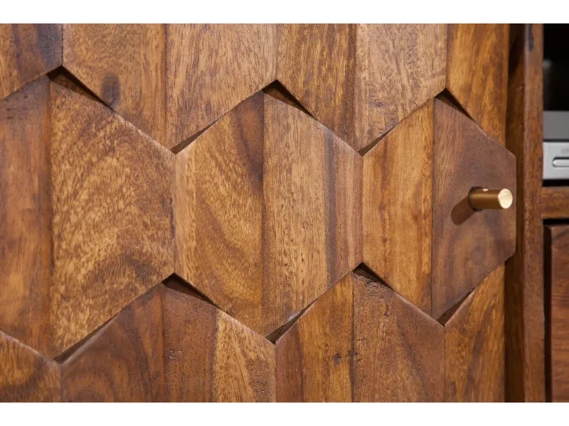 Meuble TV en Bois Massif Sheesham - Style Naturel