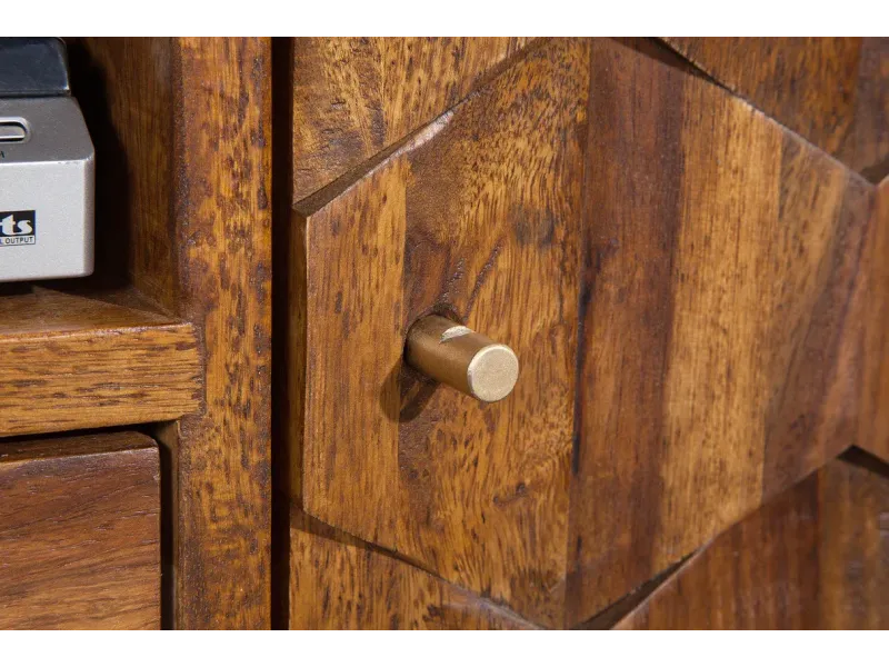 Meuble TV en Bois Massif Sheesham - Style Naturel