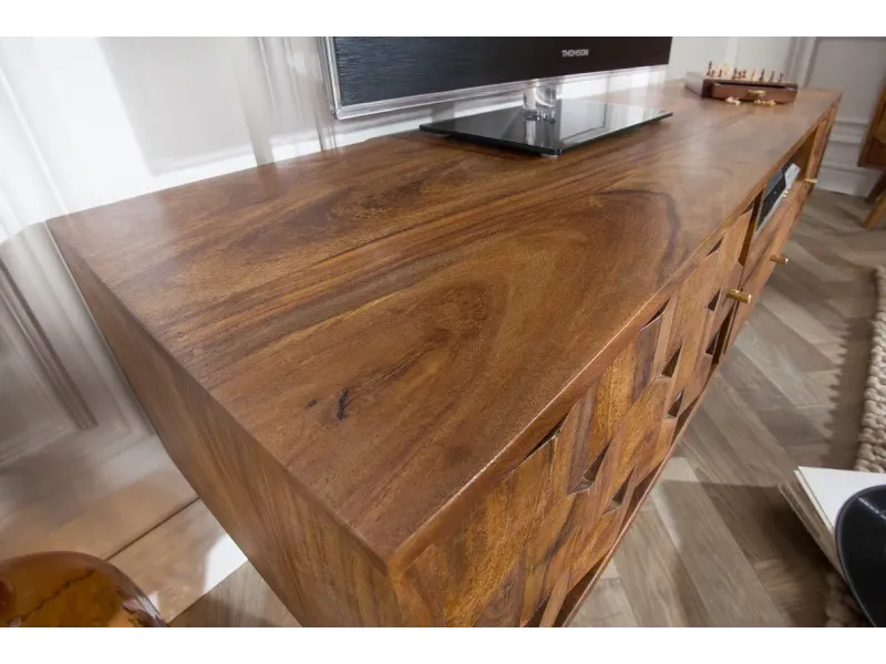 Meuble TV en Bois Massif Sheesham - Style Naturel