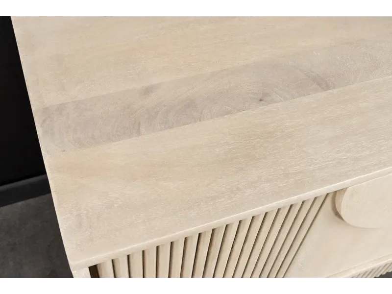 Meuble TV ART DÉCO 200 cm – Bois de manguier blanchi 3D