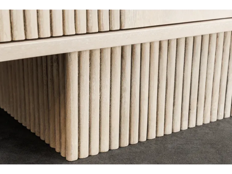 Meuble TV ART DÉCO 200 cm – Bois de manguier blanchi 3D