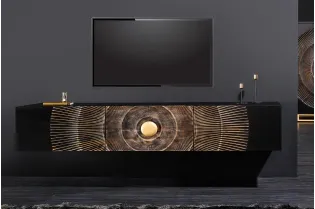 Meuble TV contemporain |Meuble TV design ovale avec étagère coloris...
