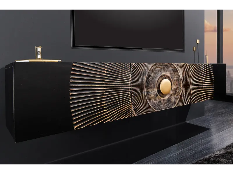 Meuble TV contemporain |Meuble TV design ovale avec étagère coloris...