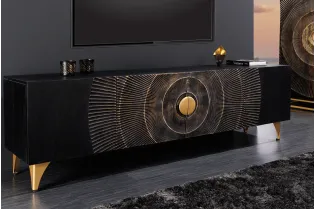 Meuble TV contemporain |Meuble TV sonoma foncé, avec étagère en ver...