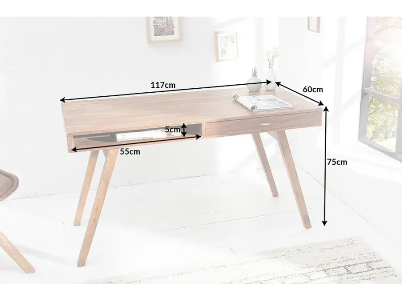 Bureau de 120cm design Scandinave coloris blanc Secrétaire |adeniahome...