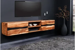 Meuble TV contemporain |Meuble TV design à 3 niches avec roulettes ...
