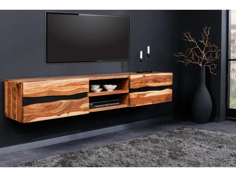 Meuble TV contemporain |Meuble TV design à 3 niches avec roulettes ...