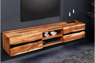 Meuble TV contemporain |Meuble TV design à 3 niches avec roulettes ... 2