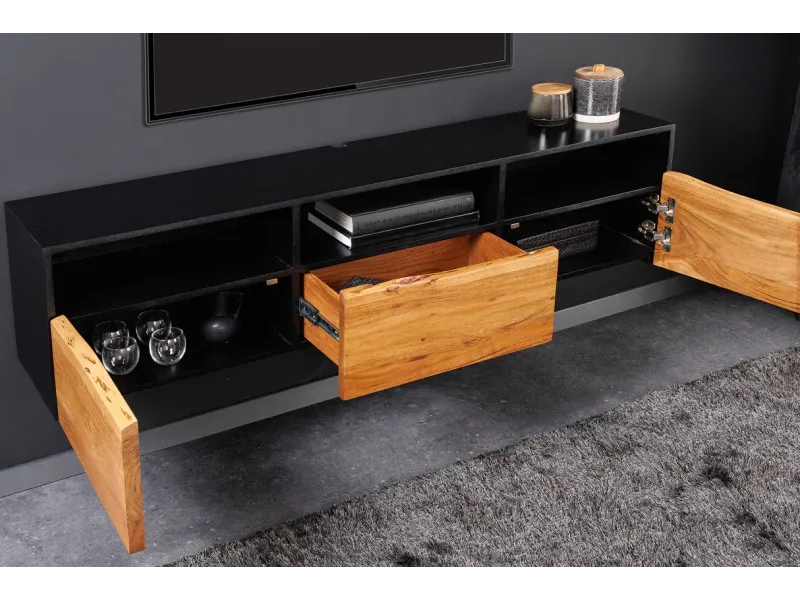 Meuble TV Organic Artwork 140cm Acacia suspendu