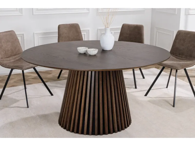 Table de Salle à Manger Ronde 120 cm - Chêne Foncé