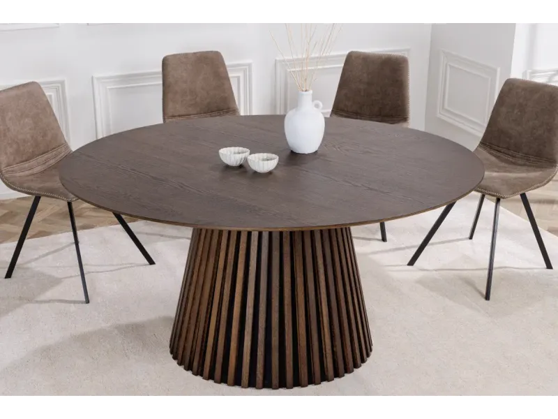 Table de Salle à Manger Ronde 120 cm - Chêne Foncé