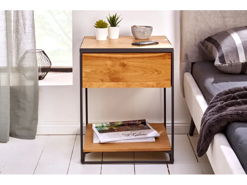 Table de Chevet Bois Massif Style Industriel 40cm | Petit prix