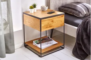 Table de Chevet Bois Massif Style Industriel 40cm | Petit prix