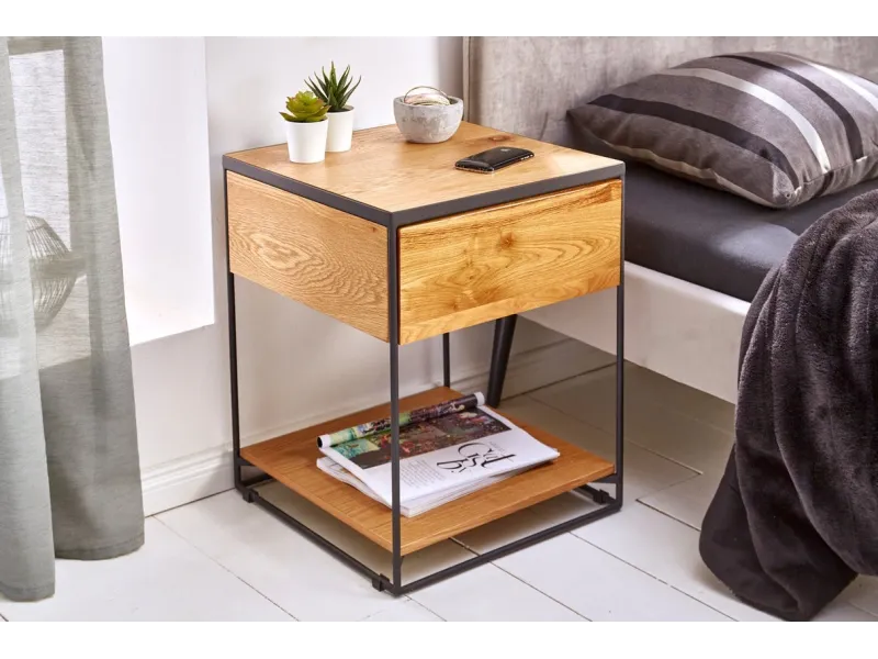 Table de Chevet Bois Massif Style Industriel 40cm | Petit prix