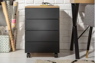 ROLLCONTAINER BAS COULEUR CHENE NATUREL /NOIR pas cher 2