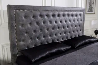 Lit design 180x200cm avec rivets de velours gris antique 2