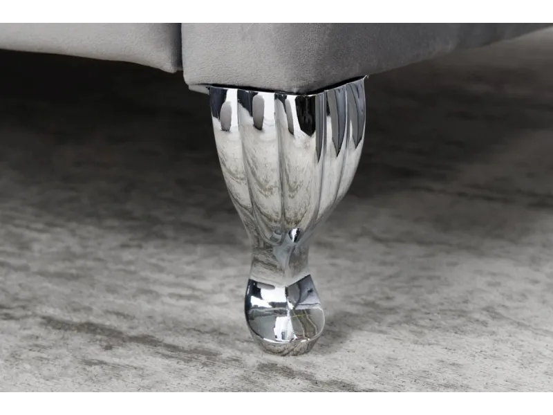 Lit design 180x200cm avec rivets de velours gris argent