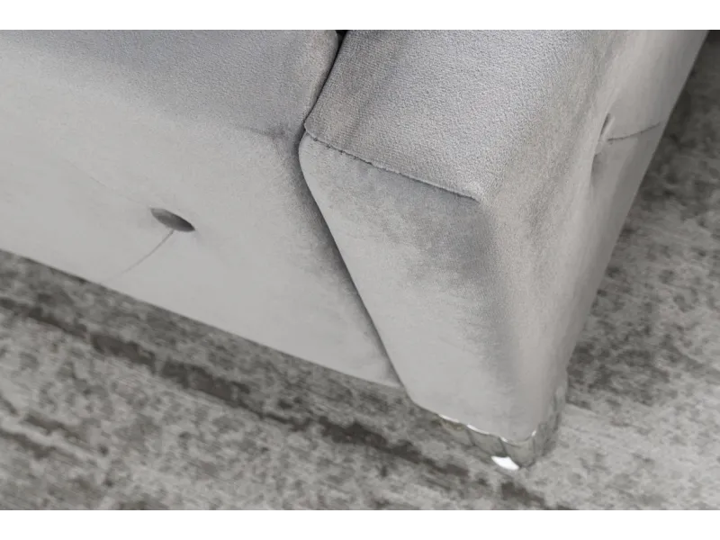 Lit design 180x200cm avec rivets de velours gris argent