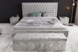 Lit design 180x200cm avec rivets de velours gris argent