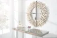 Miroir rond en bois flotté – Miroir mural bois flotté naturel 80 cm