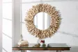Miroir rond en bois flotté – Miroir mural bois flotté naturel 80 cm