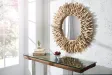 Miroir rond en bois flotté – Miroir mural bois flotté naturel 80 cm