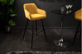 Lot de 2 tabourets de bar en velours coloris jaune moutarde 2