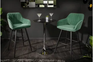 Lot de 2 tabourets de bar en velours coloris vert émeraude