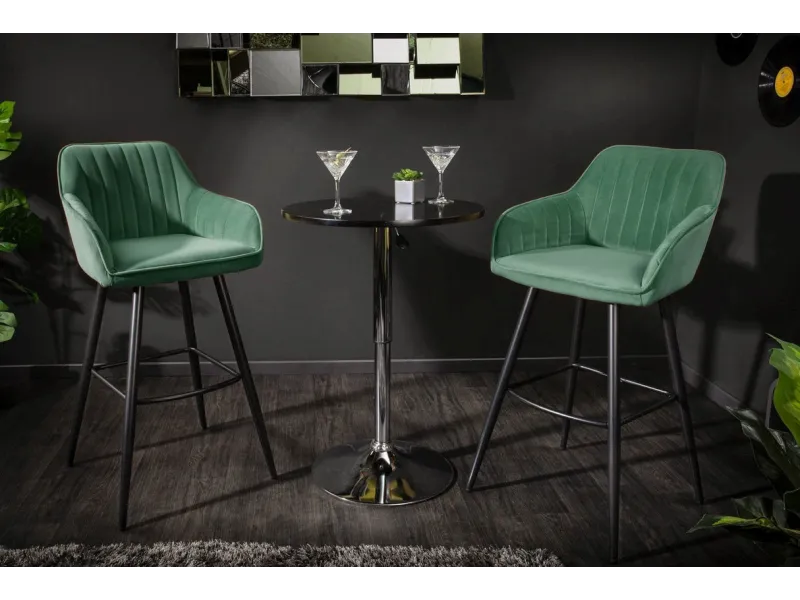 Lot de 2 tabourets de bar en velours coloris vert émeraude