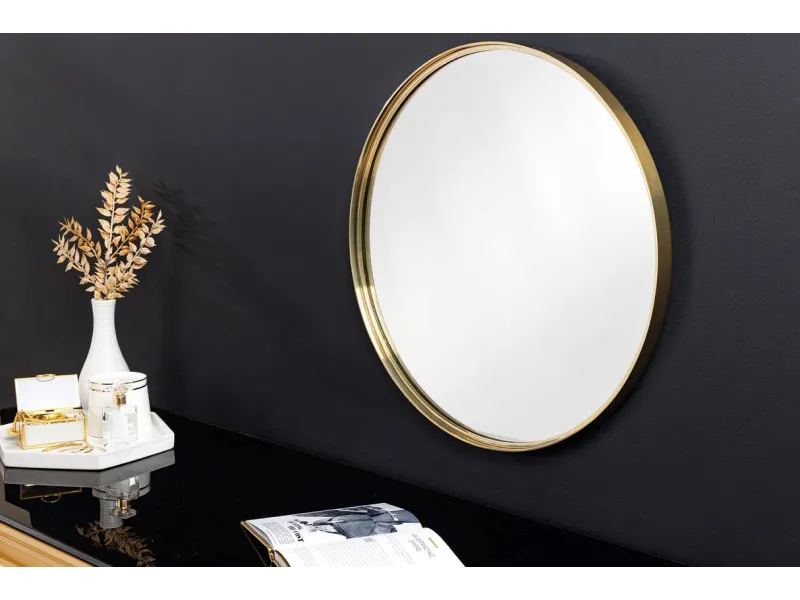 Miroir mural en métal design coloris doré 50cm