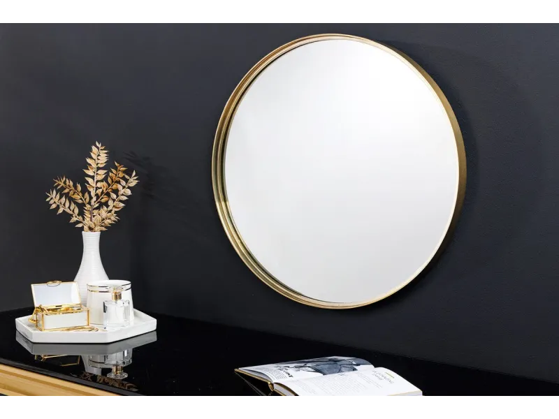 Miroir mural en métal design coloris doré 50cm