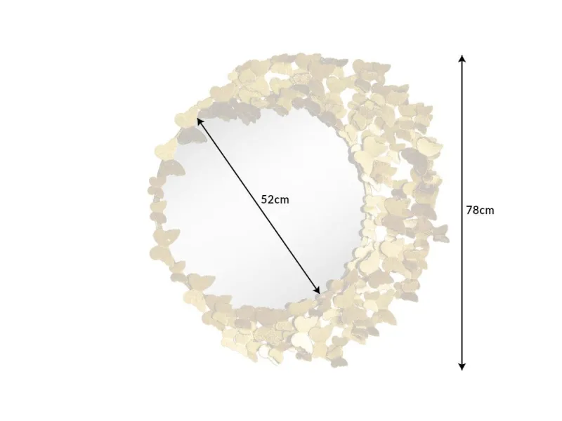 Miroir mural design Papillon coloris Or 80cm