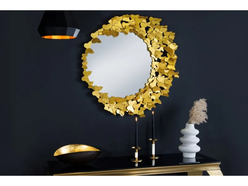 Miroir mural design Papillon coloris Or 80cm