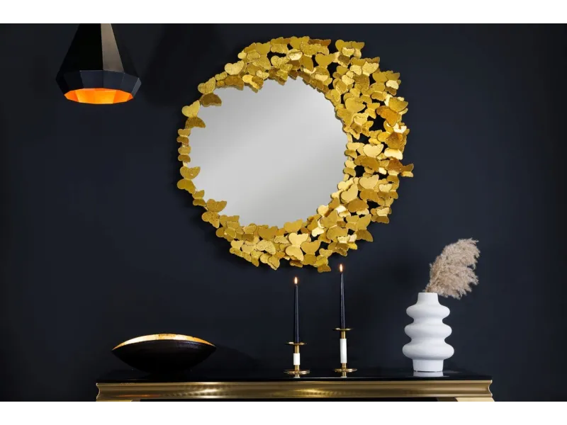 Miroir mural design Papillon coloris Or 80cm