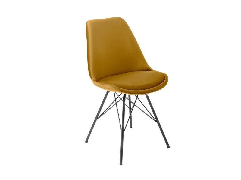 Lot de 4 Chaises Scandinave en velours coloris jaune moutarde