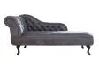 Méridienne design Chesterfield capitonné en tissu gris argenté