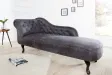 Méridienne design Chesterfield capitonné en tissu gris argenté