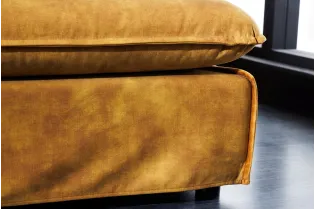 Tabouret moderne 100CM en lin coloris jaune moutarde 2