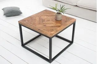 Table d'appoint de 60 cm design industriel en bois massif avec piétement en métal 2