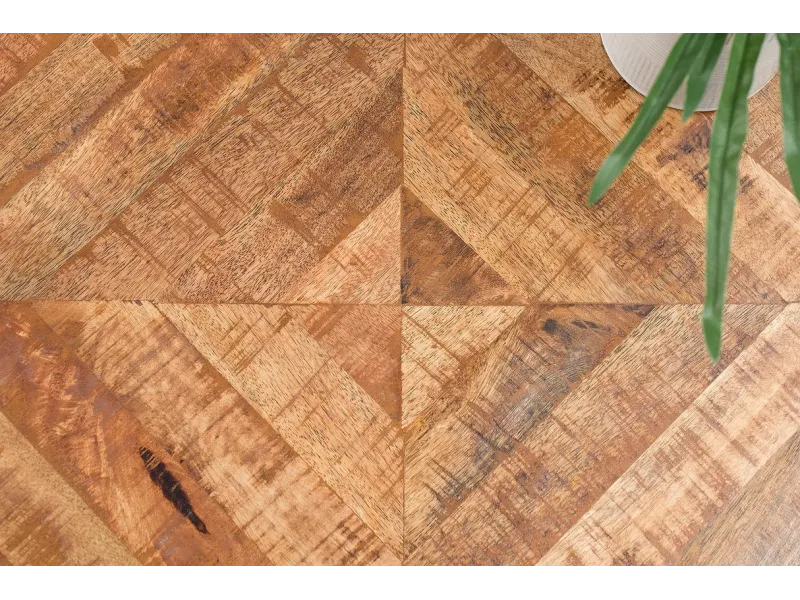 Table d'appoint de 60 cm design industriel en bois massif avec piétement en métal