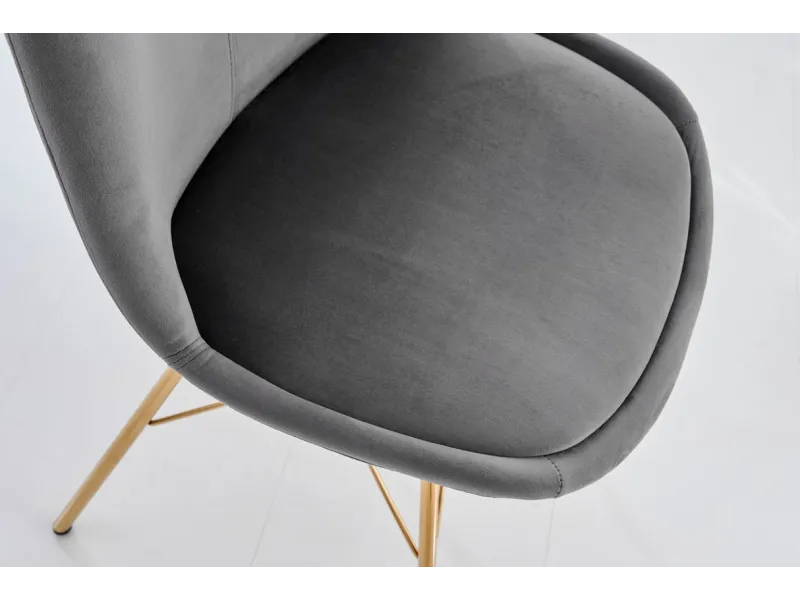 Lot de 4 Chaises design SCANDINAVE en velours gris foncé pieds dorés