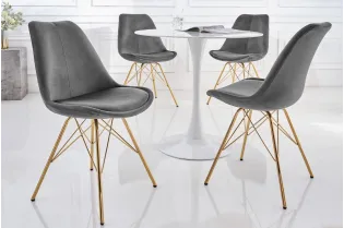 Lot de 4 Chaises design SCANDINAVE en velours gris foncé pieds dorés 2