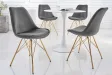 Lot de 4 Chaises design SCANDINAVE en velours gris foncé pieds dorés