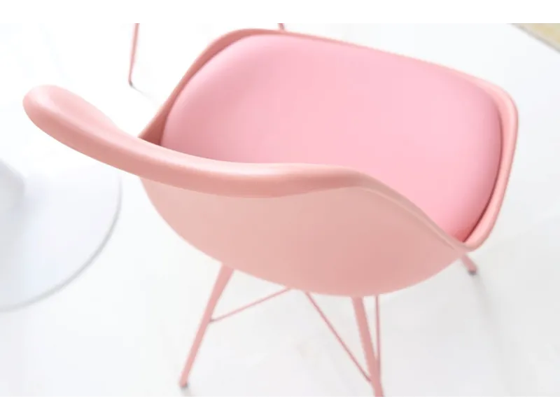 Lot de 4 Chaises Scandinave Rose – Simili Cuir et Métal | Chaise Scandinave Pas Cher