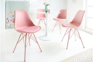 Lot de 4 Chaises Scandinave Rose – Simili Cuir et Métal | Chaise Scandinave Pas Cher