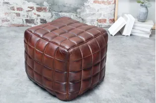 Tabouret en Cuir Véritable 40cm coloris Marron